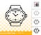 Wristwatch simple black line vector icon