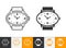 Wristwatch simple black line vector icon
