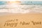 Write 2019 happy new year on beach
