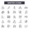 Writer line icons, signs, vector set, outline illustration concept