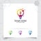 Writer logo bulb idea design concept of pencil icon and colorful lamp vector. Creative idea logo used for studio, professional and