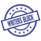 WRITERS BLOCK text written on blue vintage round stamp