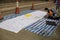 Writing board in blocked area, a street blocking demonstration