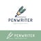 Writing, copywrite and publishing theme. Vector hand drawn logo template, a pen. For business identity and branding, for writers,