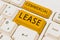 Writing displaying text Commercial Lease. Business idea contract between a landlord and a business property tenants