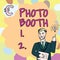 Writing displaying text Photo Booth. Business approach form of photo sharing and publishing in the format of a blog