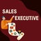 Writing displaying text Sales Executive. Business overview responsible for the overall sales activities of the company