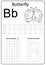 Writing letter B. Worksheet. Writing A-Z, alphabet, exercises game for kids.