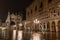 Writing with Light in front of the Illuminated Doge Palace on the Marks Square at Night, Venice