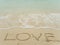 Writing love on beach