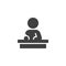 Writing man at desk vector icon