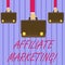 Writing note showing Affiliate Marketing. Business photo showcasing arwhich online retailer pays commission external