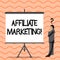 Writing note showing Affiliate Marketing. Business photo showcasing arwhich online retailer pays commission external