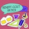 Writing note showing Benefit Cost Ratio. Business photo showcasing Relationship between the costs and benefits of