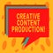 Writing note showing Creative Content Production. Business photo showcasing Developing and creating visual or written assets Stack