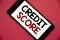 Writing note showing Credit Score. Business photos showcasing Capacity to repay a loan Creditworthiness of an individual