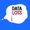 Writing note showing Data Loss. Business photo showcasing process or event that results in data being corrupted and
