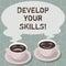 Writing note showing Develop Your Skills. Business photo showcasing improve ability to do something well over time Sets