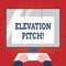 Writing note showing Elevator Pitch. Business photo showcasing short description of product business idea given to