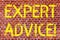 Writing note showing Expert Advice. Business photo showcasing Professional Recommendation Suggestion Help Assistance Brick Wall