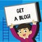 Writing note showing Get A Blog. Business photo showcasing Start writing on social networks blogging modern