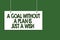 Writing note showing A Goal Without A Plan Is Just A Wish. Business photo showcasing Make strategies to reach objectives Hanging b