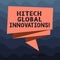 Writing note showing Hitech Global Innovations. Business photo showcasing Cutting edge emerging worldwide technologies Folded 3D