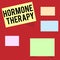 Writing note showing Hormone Therapy. Business photo showcasing use of hormones in treating of menopausal symptoms