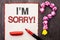 Writing note showing I m Sorry. Business photo showcasing Apologize Conscience Feel Regretful Apologetic Repentant Sorrowful writ