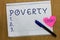 Writing note showing Poverty. Business photo showcasing State of being extremely poor Homeless In need Not enough money