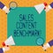 Writing note showing Sales Content Benchmark. Business photo showcasing Crafting sales enablement content that converts