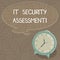 Writing note showing It Security Assessment. Business photo showcasing ensure that necessary security controls are in