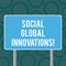 Writing note showing Social Global Innovations. Business photo showcasing new concepts that meets social global needs Blank