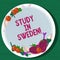 Writing note showing Study In Sweden. Business photo showcasing Travel to European country for educational purposes Hand