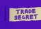 Writing note showing Trade Secret. Business photo showcasing Confidential information about a product Intellectual