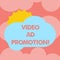 Writing note showing Video Ad Promotion. Business photo showcasing help drive more views and subscribers to your channel Sun