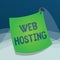 Writing note showing Web Hosting. Business photo showcasing business of providing storage space and access for websites Curved