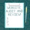 Writing note showing Website Audit And Review. Business photo showcasing Evaluation of web pages Feedback revision Sheet