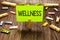 Writing note showing Wellness. Business photo showcasing Making healthy choices complete mental physical relaxation Clips art boar