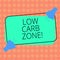 Writing note showingLow Carb Zone. Business photo showcasing Healthy diet for losing weight eating more proteins sugar free Two