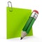Writing on office note with a green pencil