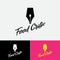 Writing pen with a spoon silhouette in the slot. Logo for food critic. Cook blog concept.