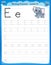 Writing practice letter E