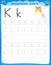 Writing practice letter K