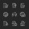 Writing SEO text chalk white icons set on black background