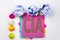 Writing text showing CIA written on sticky note in office with paper balls. Business concept for Abbreviation on the white