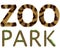 Written background text font zoo park in tiger skin and rock style with grass and vegetation