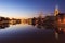 Wroclaw Cathedral and city panorama at night