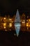 Wroclaw market square at night with some of walking people, glowing lanterns and beautifully and