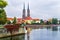 Wroclaw. Picturesque view of famous island Tumski with cathedral of St. John. Poland.